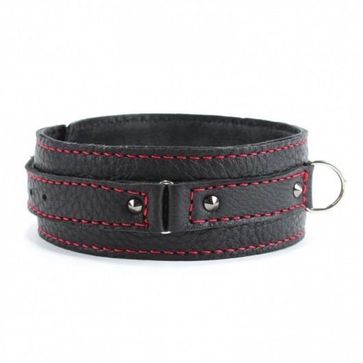 Черный ошейник из натуральной кожи с шипами - БДСМ Арсенал - купить с доставкой в Керчи