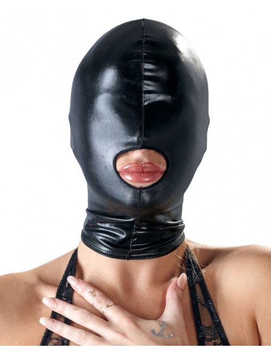 Черная эластичная маска на голову с отверстием для рта - Orion - купить с доставкой в Керчи
