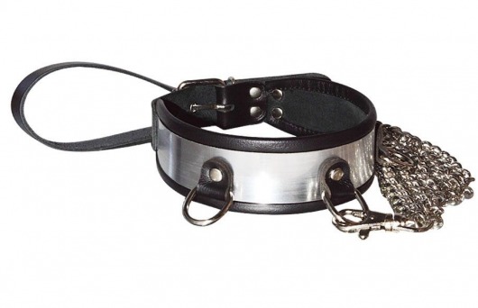 Стильный ошейник с металлическим блеском и поводком - Sitabella - купить с доставкой в Керчи