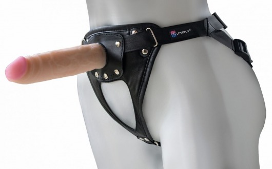 Черный пояс-трусики с насадкой  Soft-Принц  - 17 см. - LOVETOY (А-Полимер) - купить с доставкой в Керчи