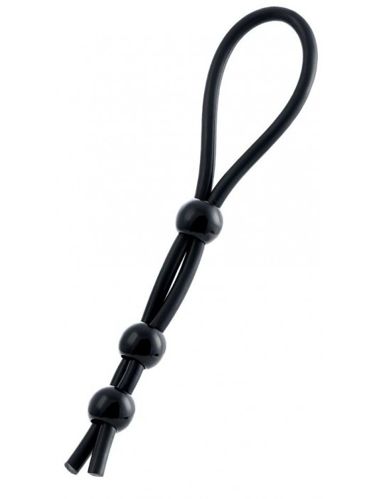 Черное лассо на пенис с тремя бусинами - A-toys - в Керчи купить с доставкой