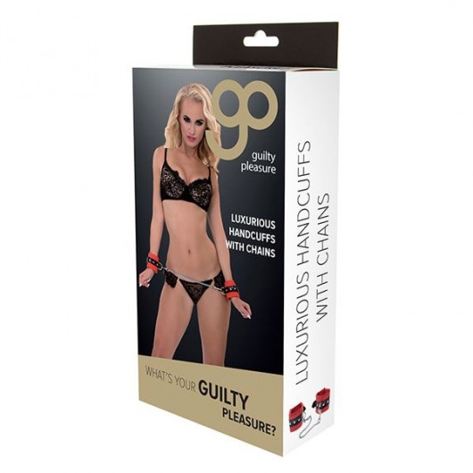 Красно-чёрные наручники на металлической цепочке - Blush Novelties - купить с доставкой в Керчи