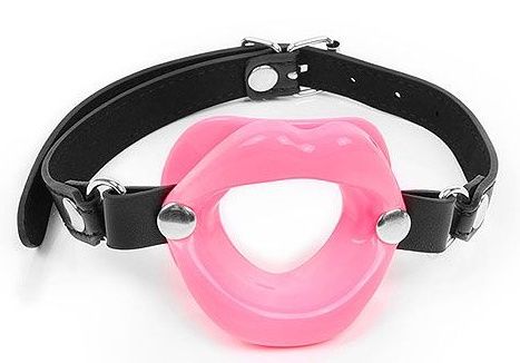 Розовый кляп-губки на черном ремешке - Notabu - купить с доставкой в Керчи