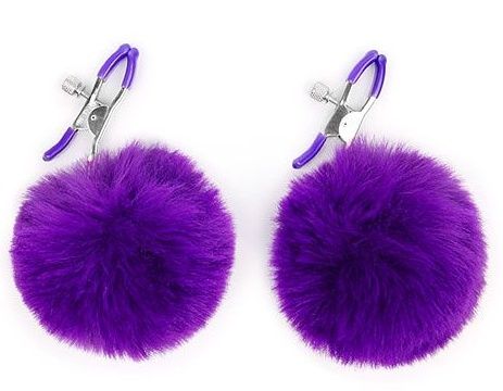 Зажимы для сосков с фиолетовым пушком - Notabu - купить с доставкой в Керчи
