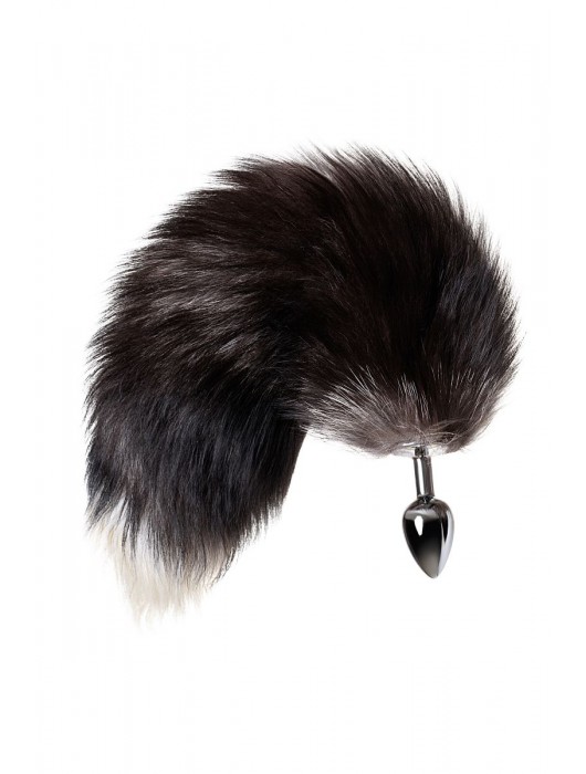 Серебристая металлическая анальная втулка с хвостом чернобурой лисы - размер S - ToyFa - купить с доставкой в Керчи