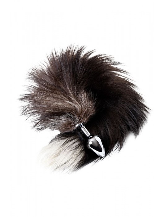 Серебристая металлическая анальная втулка с хвостом чернобурой лисы - размер S - ToyFa - купить с доставкой в Керчи