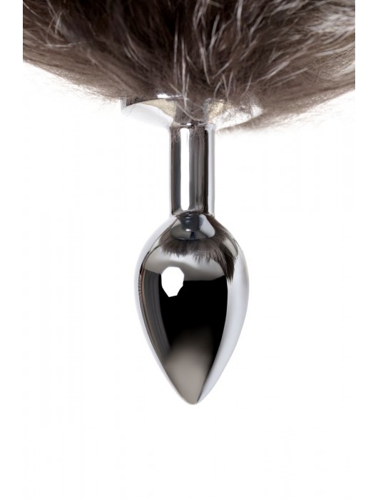 Серебристая металлическая анальная втулка с хвостом чернобурой лисы - размер S - ToyFa - купить с доставкой в Керчи