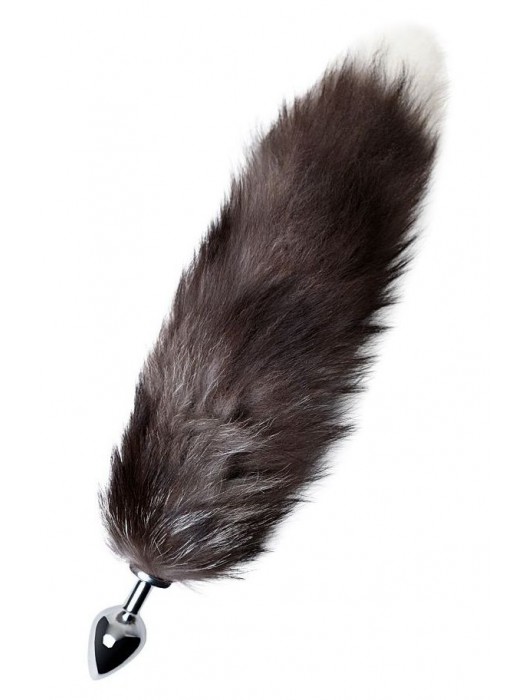 Серебристая металлическая анальная втулка с хвостом чернобурой лисы - размер S - ToyFa - купить с доставкой в Керчи