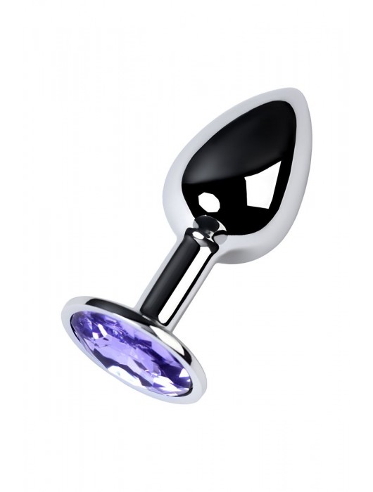 Серебристая конусовидная анальная пробка с фиолетовым кристаллом - 7 см. - ToyFa - купить с доставкой в Керчи