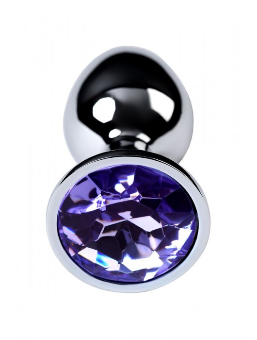 Серебристая конусовидная анальная пробка с фиолетовым кристаллом - 7 см. - ToyFa - купить с доставкой в Керчи