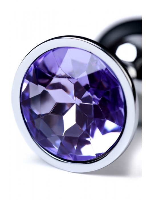 Серебристая конусовидная анальная пробка с фиолетовым кристаллом - 7 см. - ToyFa - купить с доставкой в Керчи