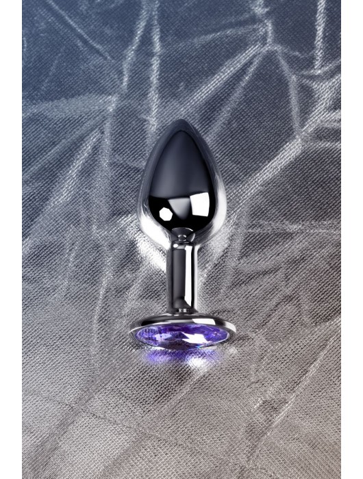 Серебристая конусовидная анальная пробка с фиолетовым кристаллом - 7 см. - ToyFa - купить с доставкой в Керчи