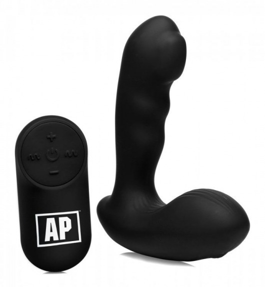 Черный стимулятор простаты Alpha-Pro 7X P-Milker Silicone Prostate Stimulator with Milking Bead - XR Brands - в Керчи купить с доставкой