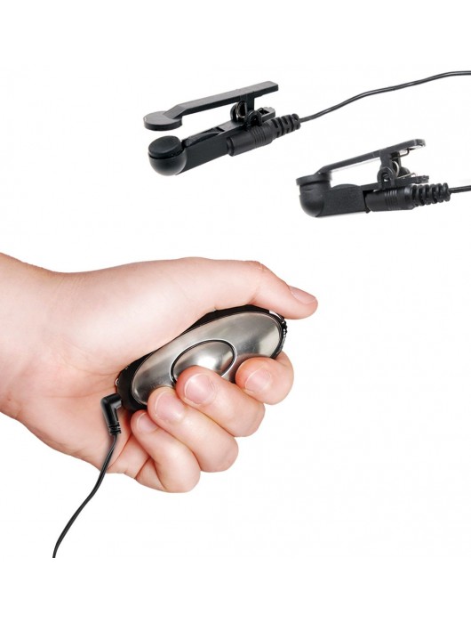 Черные электрические зажимы для сосков Shock Therapy Nipple Clamps - Pipedream - купить с доставкой в Керчи