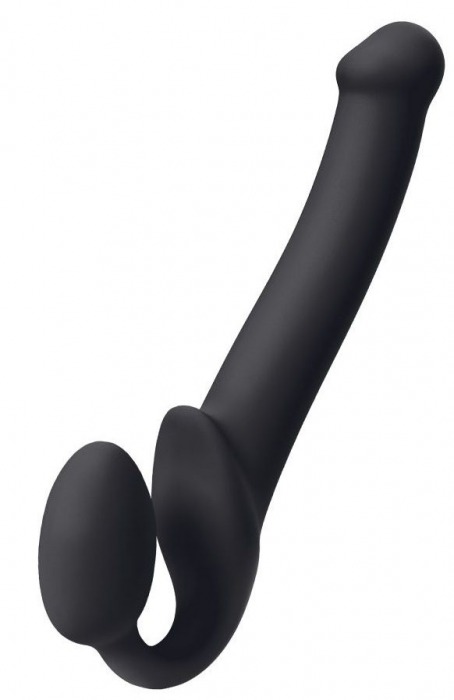 Черный безремневой страпон Silicone Bendable Strap-On M - Strap-on-me - купить с доставкой в Керчи