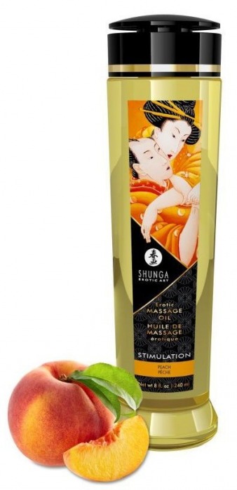 Массажное масло для тела с ароматом персика Stimulation - 240 мл. - Shunga - купить с доставкой в Керчи