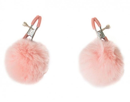 Зажимы на соски Angelic с розовыми меховыми шариками - Lola Games - купить с доставкой в Керчи