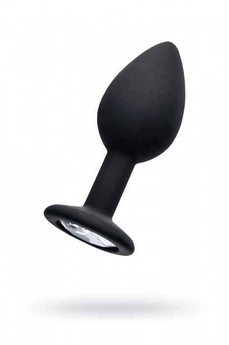 Черная анальная втулка с прозрачным стразом - 7,2 см. - POPO Pleasure - купить с доставкой в Керчи