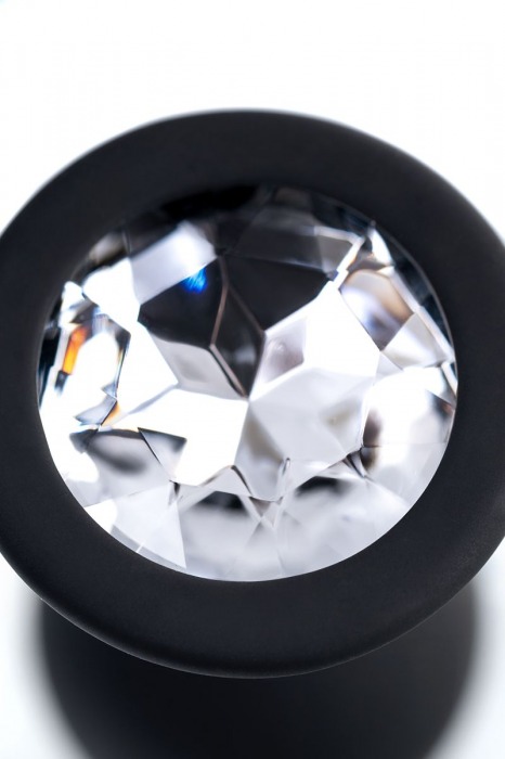 Черная анальная втулка с прозрачным стразом - 7,2 см. - POPO Pleasure - купить с доставкой в Керчи