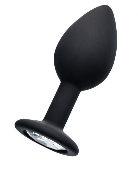 Черная анальная втулка с прозрачным стразом - 7,2 см. - POPO Pleasure - купить с доставкой в Керчи