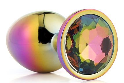 Голографическая анальная втулка с радужным кристаллом - 7,1 см. - Dream Toys - купить с доставкой в Керчи