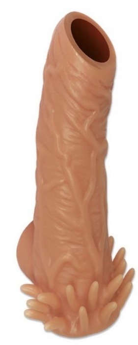 Телесная насадка с усиками и открытой головкой Nude Sleeve L - 14 см. - KOKOS - в Керчи купить с доставкой