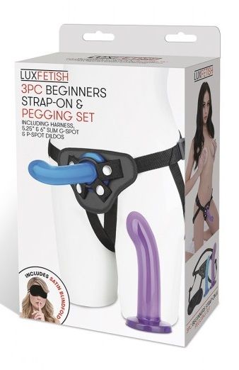 Страпон унисекс Beginners Strap-On с 2 насадками - 15 и 13 см. - Lux Fetish - купить с доставкой в Керчи