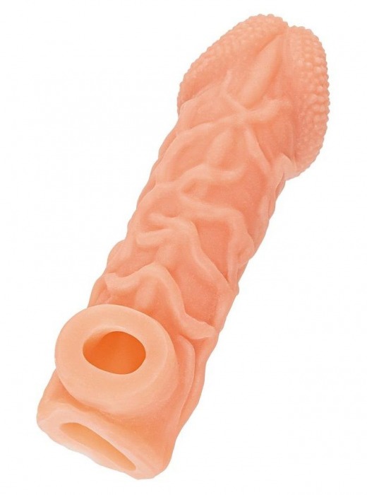 Телесная закрытая насадка с венками Cock Sleeve Size L - 17,6 см. - KOKOS - в Керчи купить с доставкой