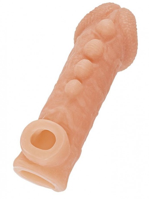 Телесная закрытая насадка с шишечками Cock Sleeve Size L - 17,6 см. - KOKOS - в Керчи купить с доставкой