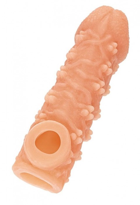 Телесная закрытая насадка с пучками шишечек Cock Sleeve Size L - 17,6 см. - KOKOS - в Керчи купить с доставкой
