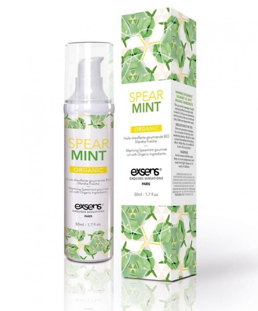 Разогревающее массажное масло Gourmet Spearmint Organic с органическими ингредиентами - 50 мл. - Exsens - купить с доставкой в Керчи