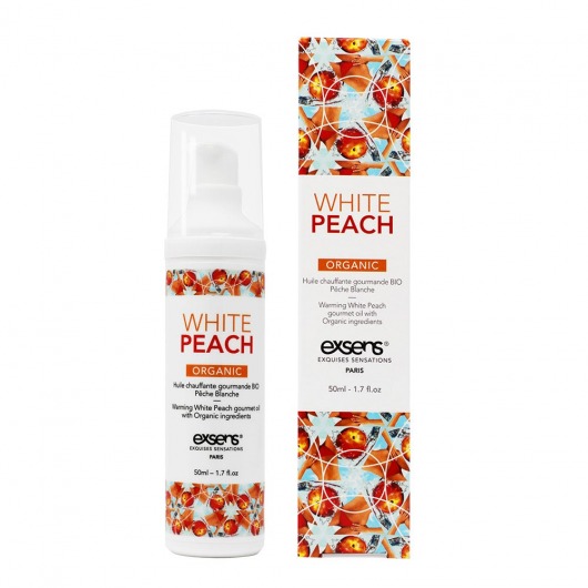 Разогревающее массажное масло Gourmet White Peach Organic с органическими ингредиентами - 50 мл. - Exsens - купить с доставкой в Керчи