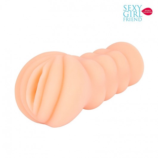 Телесный мастурбатор-вагина с комплектом эрекционных колец - Bior toys - в Керчи купить с доставкой