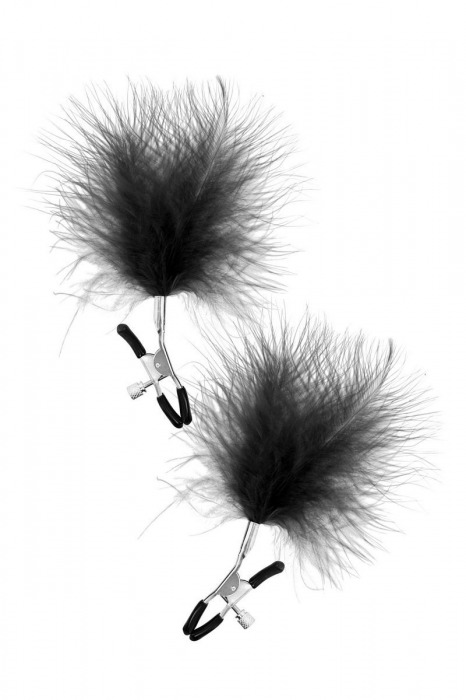 Зажимы на соски с черными пуховыми кисточками Sweet Caress Feather Nipple Clumps - Sweet Caress - купить с доставкой в Керчи
