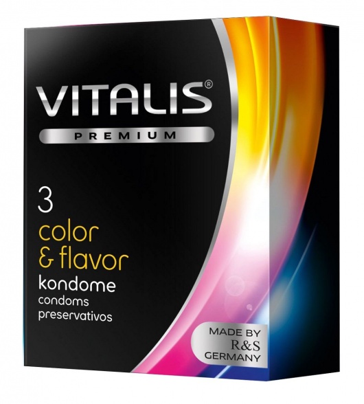 Цветные ароматизированные презервативы VITALIS PREMIUM color   flavor - 3 шт. - Vitalis - купить с доставкой в Керчи