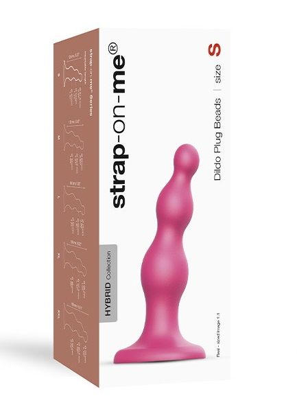 Розовая насадка Strap-On-Me Dildo Plug Beads size S - Strap-on-me - купить с доставкой в Керчи