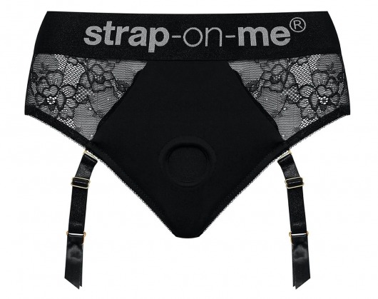 Черные трусики для насадок Diva Lingerie Harness - size S - Strap-on-me - купить с доставкой в Керчи