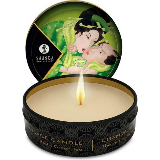 Массажная свеча Exotic Green Tea с ароматом зелёного чая - 30 мл. - Shunga - купить с доставкой в Керчи