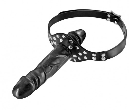 Черный кляп-фаллоимитатор Double Penis Gag - Fetish Tentation - купить с доставкой в Керчи