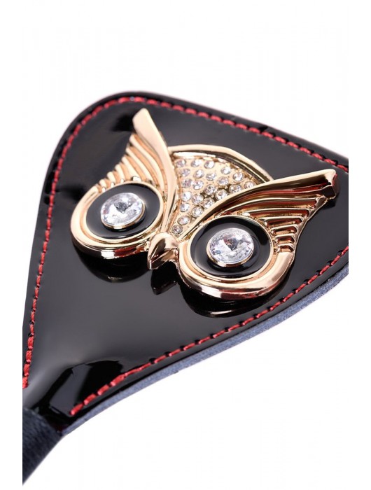 Чёрный стек с совой на кожаном наконечнике - 24 см. - ToyFa - купить с доставкой в Керчи