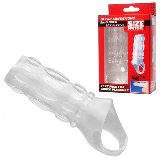Насадка на пенис с кольцом для мошонки Clear Sensations Enhancer Sex Sleeve - 11,5 см. - XR Brands - в Керчи купить с доставкой