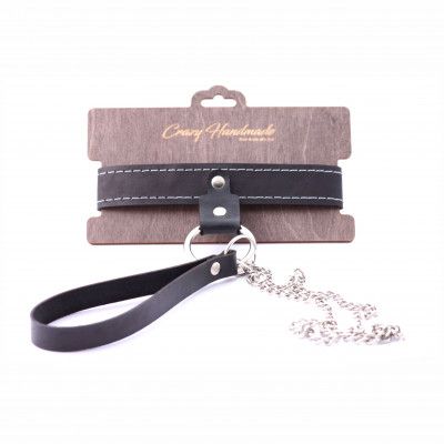 Узкий однослойный ошейник с поводком - Crazy Handmade - купить с доставкой в Керчи