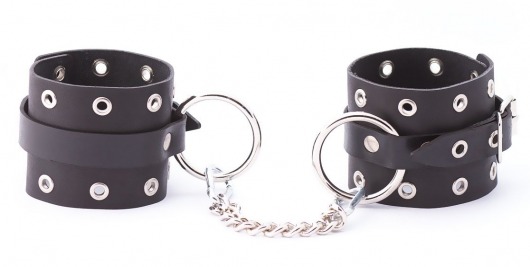 Черные кожаные оковы с люверсами - Crazy Handmade - купить с доставкой в Керчи