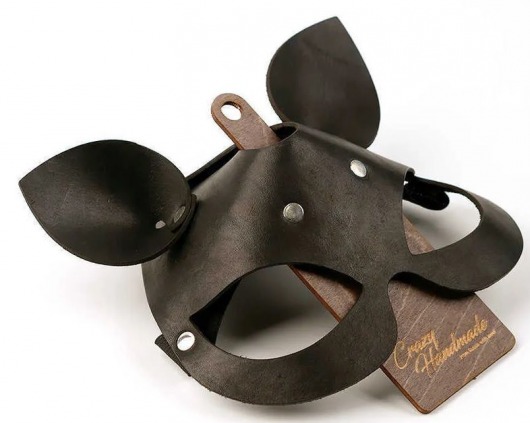 Черная кожаная маска  Кошка  с маленькими ушками - Crazy Handmade - купить с доставкой в Керчи