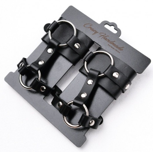 Черные наручники с креплением на кисть руки - Crazy Handmade - купить с доставкой в Керчи
