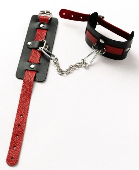 Черные оковы с красным декором и заклепками - Crazy Handmade - купить с доставкой в Керчи