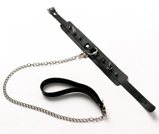 Черный ошейник с шипами и поводком - Crazy Handmade - купить с доставкой в Керчи