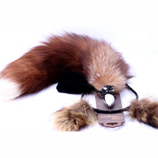 Игровой комплект: серебристая анальная пробка с пушистым хвостом и ободок-ушки - Crazy Handmade - купить с доставкой в Керчи