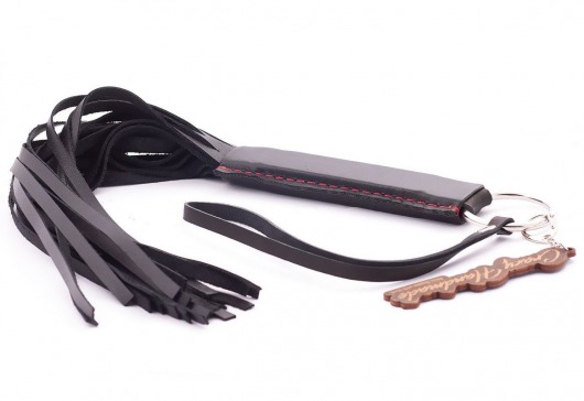 Черная кожаная плеть с удобной ручкой - 50 см. - Crazy Handmade - купить с доставкой в Керчи