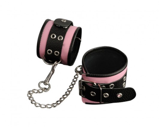 Кожаные розовые оковы с черным широким ремешком - Sitabella - купить с доставкой в Керчи
